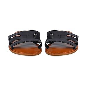 Black Genuine Leather Sandals - Size 10