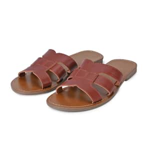 Brown Genuine Leather Sandals - Size 10