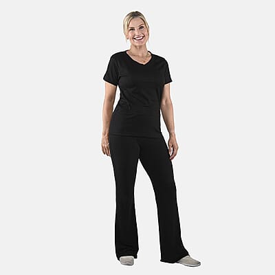 Set of 3 Black, Dark Gray and Purple Cotton Blend V-Neck T-Shirts - S