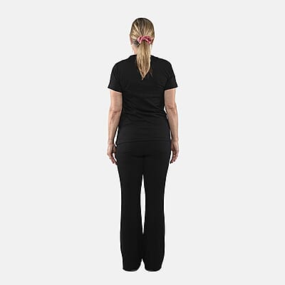 Set of 3 Black, Dark Gray and Purple Cotton Blend V-Neck T-Shirts - S