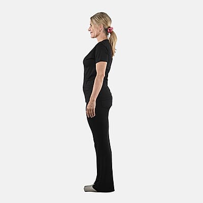 Set of 3 Black, Dark Gray and Purple Cotton Blend V-Neck T-Shirts - S