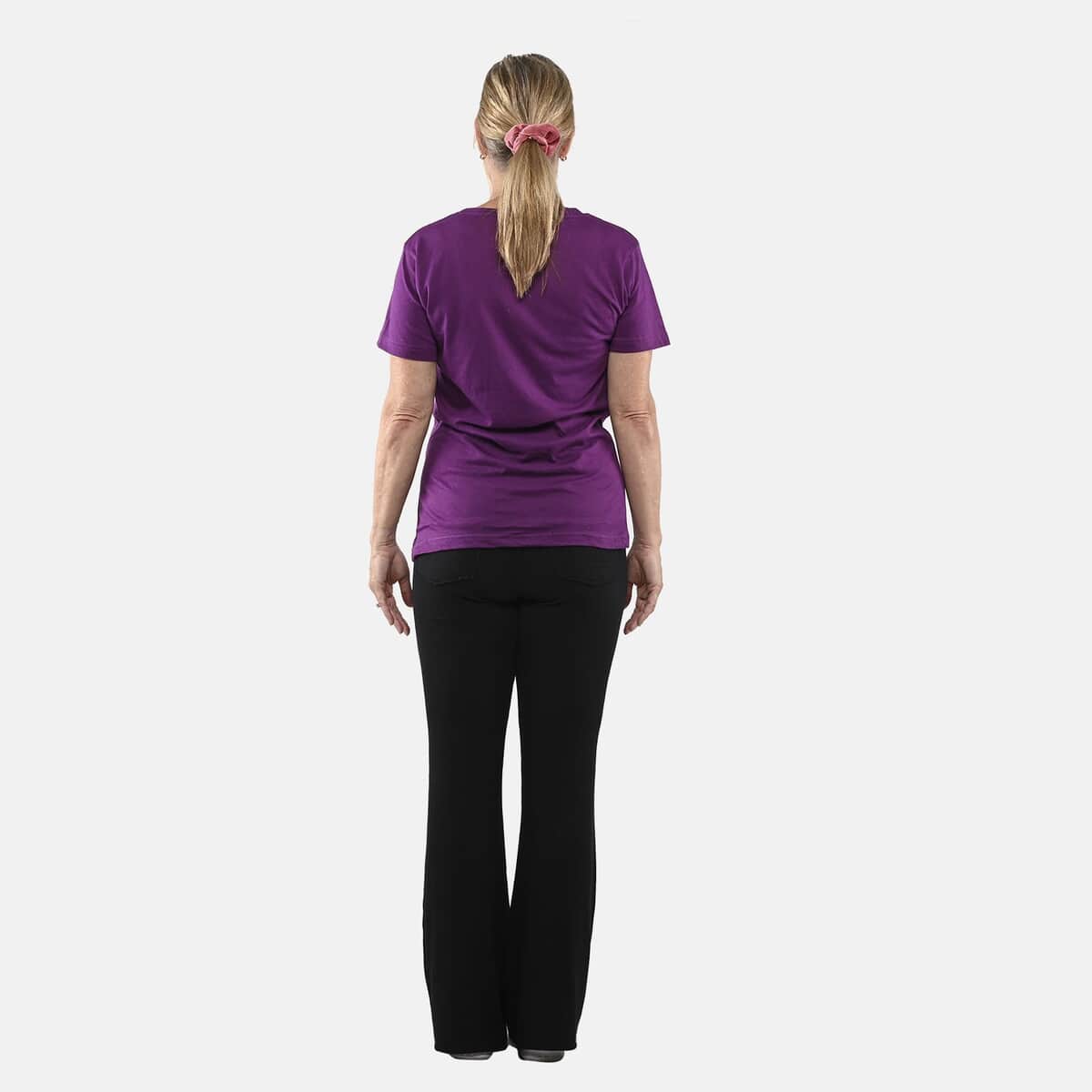 Set of 3 Black, Dark Gray and Purple Cotton Blend V-Neck T-Shirts - S image number 8