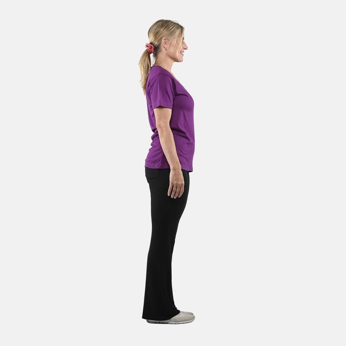 Set of 3 Black, Dark Gray and Purple Cotton Blend V-Neck T-Shirts - S image number 9