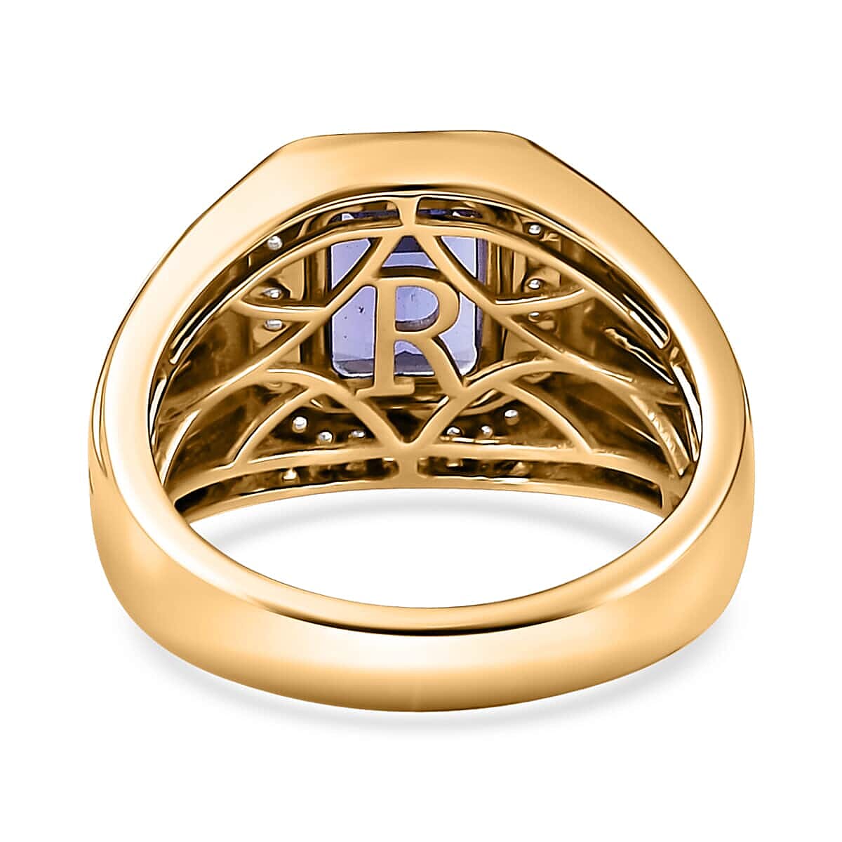 Luxoro 14K Yellow Gold AAA Tanzanite and G-H I2 Diamond Men's Ring 9 Grams 2.85 ctw