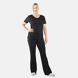 Set of 3 Black, White and Teal Cotton Blend V-Neck T-Shirts - S