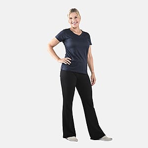 Set of 3 Navy, White and Red Cotton Blend V-Neck T-Shirts - XXL