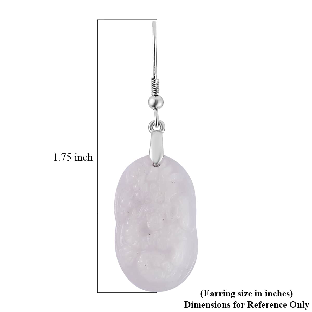 Natural Jade 47.50 ctw Dragon Carved Earrings in Rhodium Over Sterling Silver image number 5