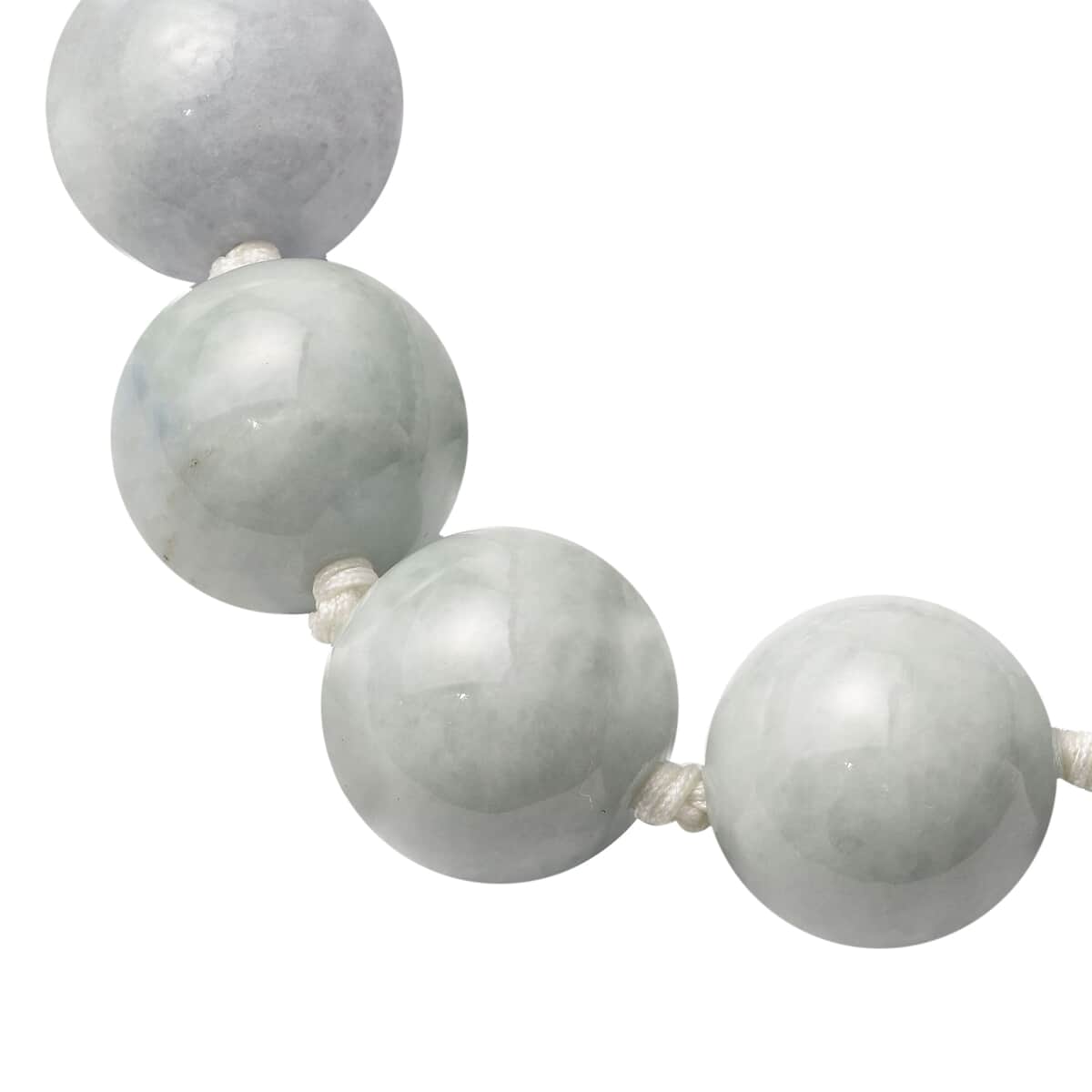 Natural Jade Round Beaded Necklace 18-22 Inches in Rhodium Over Sterling Silver 985.00 ctw image number 2