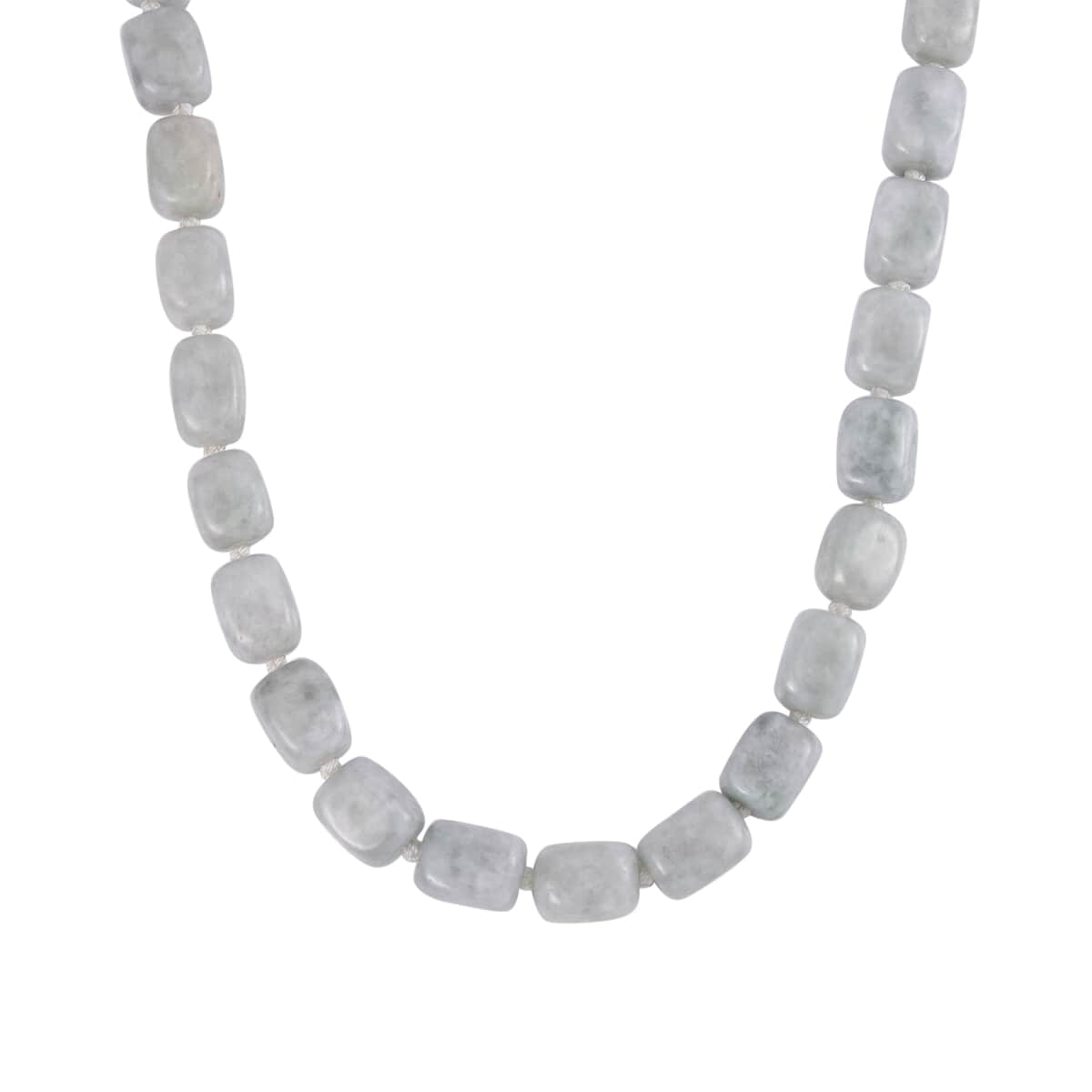 Natural Jade Tumble Shape Necklace 18-22 Inches in Rhodium Over Sterling Silver 985.00 ctw image number 0