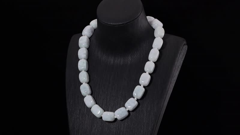 Natural Jade Tumble Shape Necklace 18-22 Inches in Rhodium Over Sterling Silver 985.00 ctw