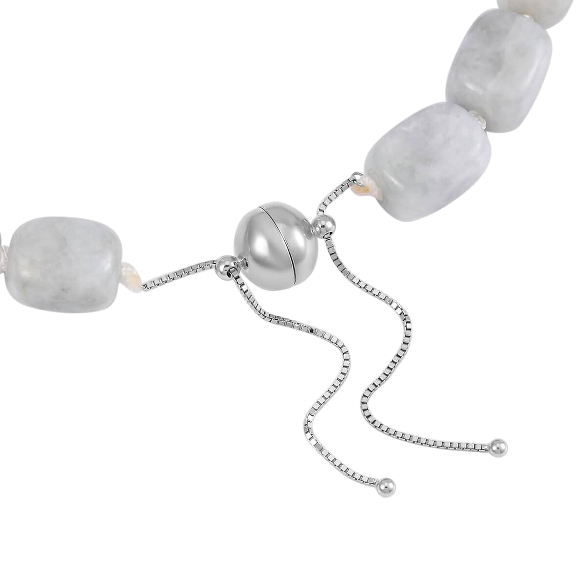 Natural Jade Tumble Shape Necklace 18-22 Inches in Rhodium Over Sterling Silver 985.00 ctw image number 3
