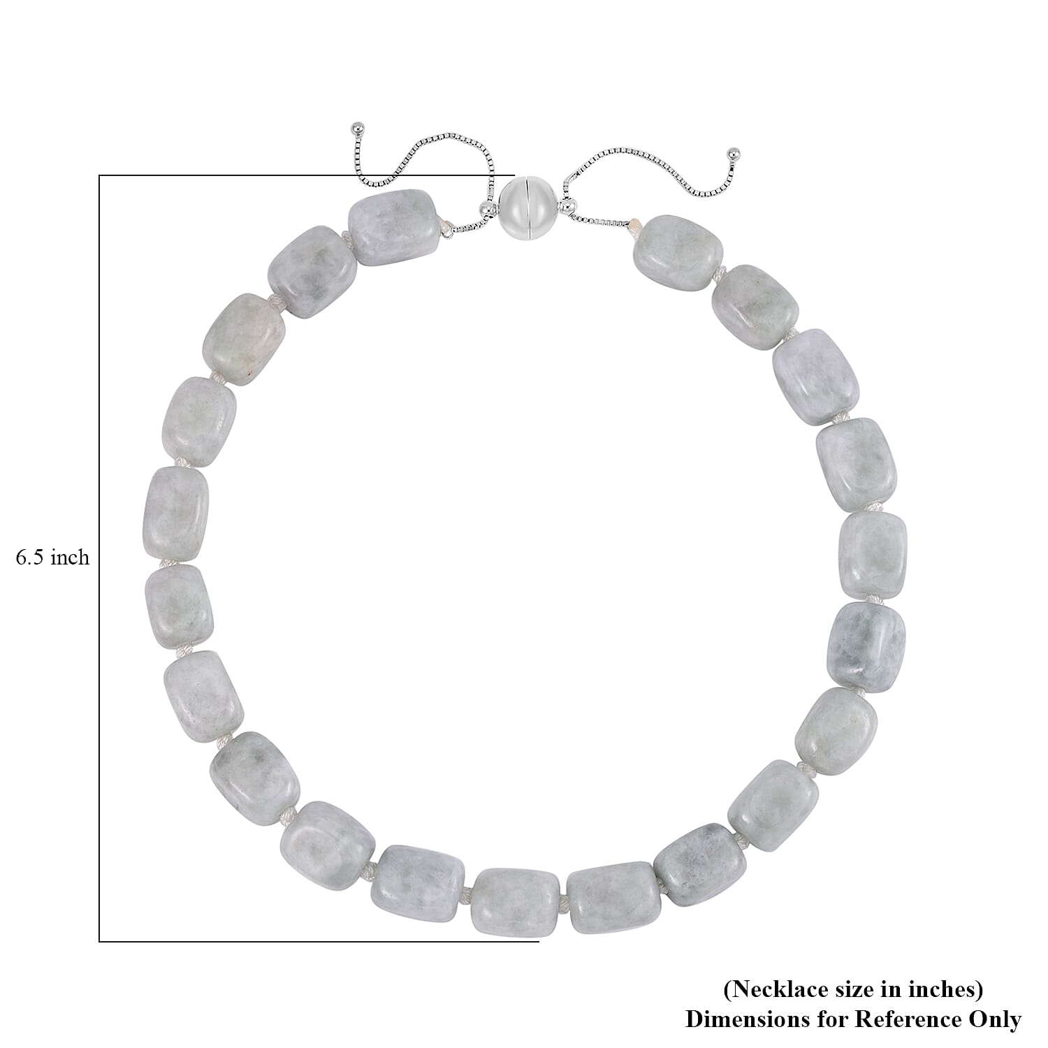Natural Jade Tumble Shape Necklace 18-22 Inches in Rhodium Over Sterling Silver 985.00 ctw