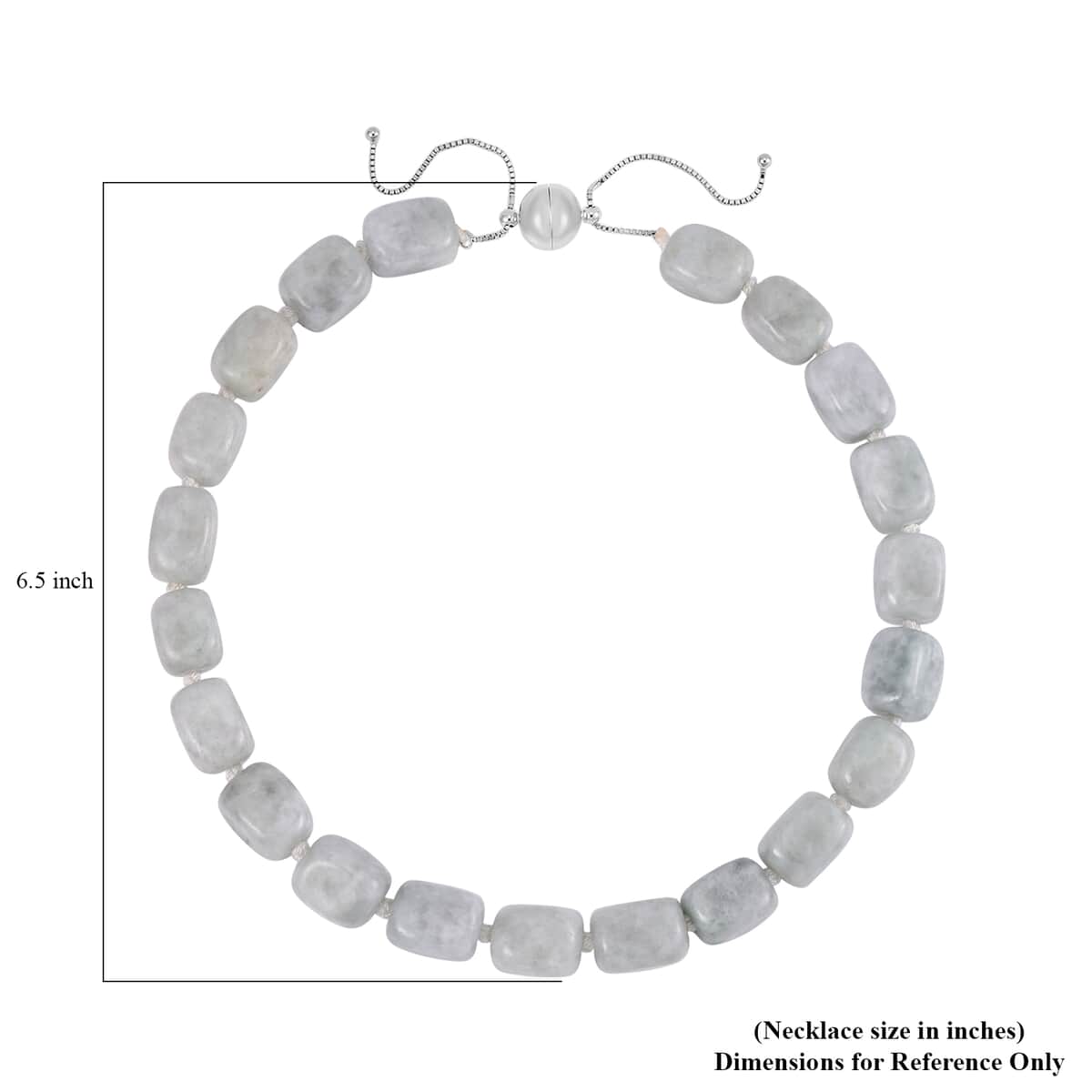 Natural Jade Tumble Shape Necklace 18-22 Inches in Rhodium Over Sterling Silver 985.00 ctw image number 4