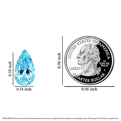 One Of A Kind Certified and Appraised AAAA Santa Maria Aquamarine (Pear Free Size) 4.42 ctw