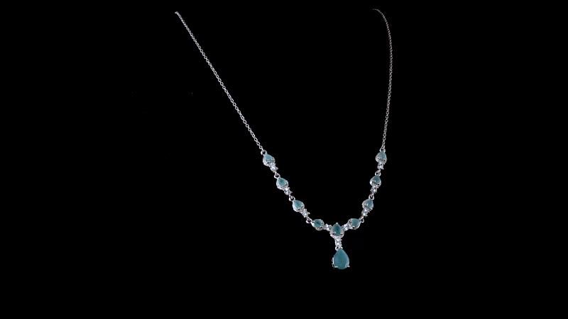 Premium Grandidierite and White Zircon Drop Necklace 18-20 Inches in Platinum Over Sterling Silver 4.50 ctw