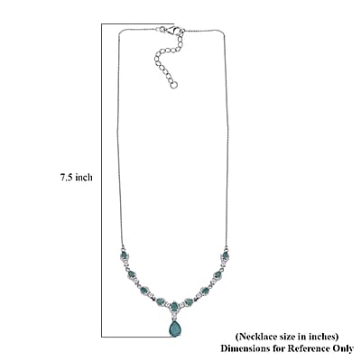 Premium Grandidierite and White Zircon Drop Necklace 18-20 Inches in Platinum Over Sterling Silver 4.50 ctw