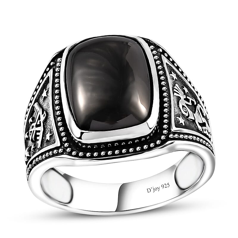 Artisan Crafted Elite Shungite South West Style Men's Ring in Sterling Silver (Size 10.0) 4.65 ctw