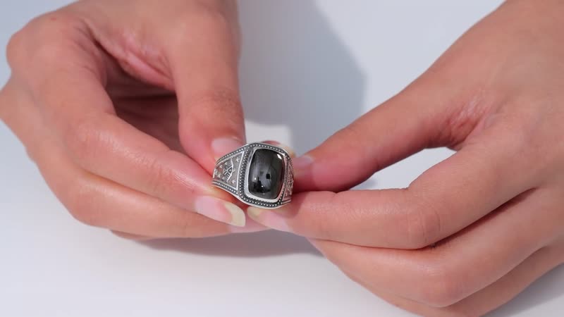 Artisan Crafted Elite Shungite Men's Ring in Sterling Silver (Size 10.0) 4.65 ctw