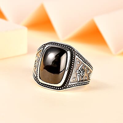 Artisan Crafted Elite Shungite South West Style Men's Ring in Sterling Silver (Size 10.0) 4.65 ctw