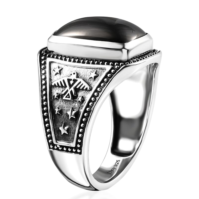 Artisan Crafted Elite Shungite South West Style Men's Ring in Sterling Silver (Size 10.0) 4.65 ctw