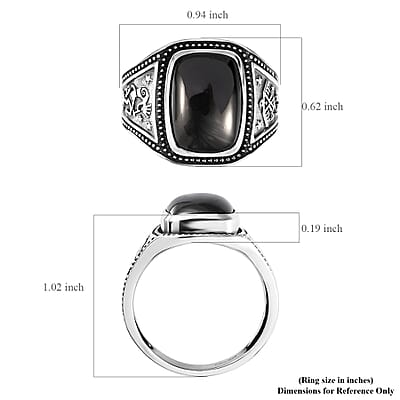 Artisan Crafted Elite Shungite South West Style Men's Ring in Sterling Silver (Size 10.0) 4.65 ctw