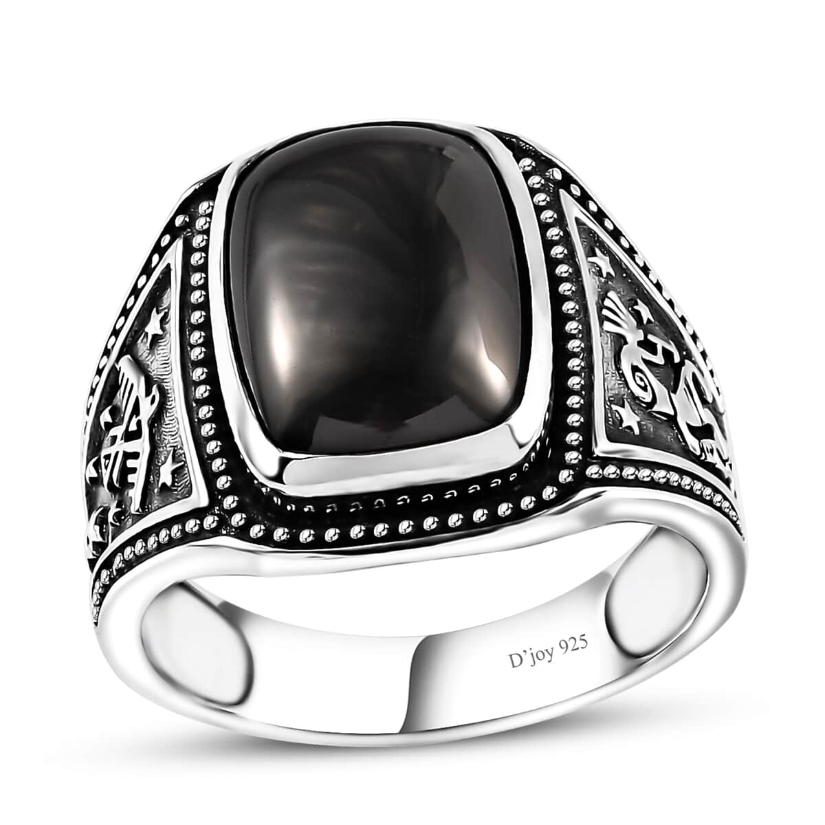 Artisan Crafted Elite Shungite South West Style Men's Ring in Sterling Silver (Size 14.0) 4.65 ctw image number 0