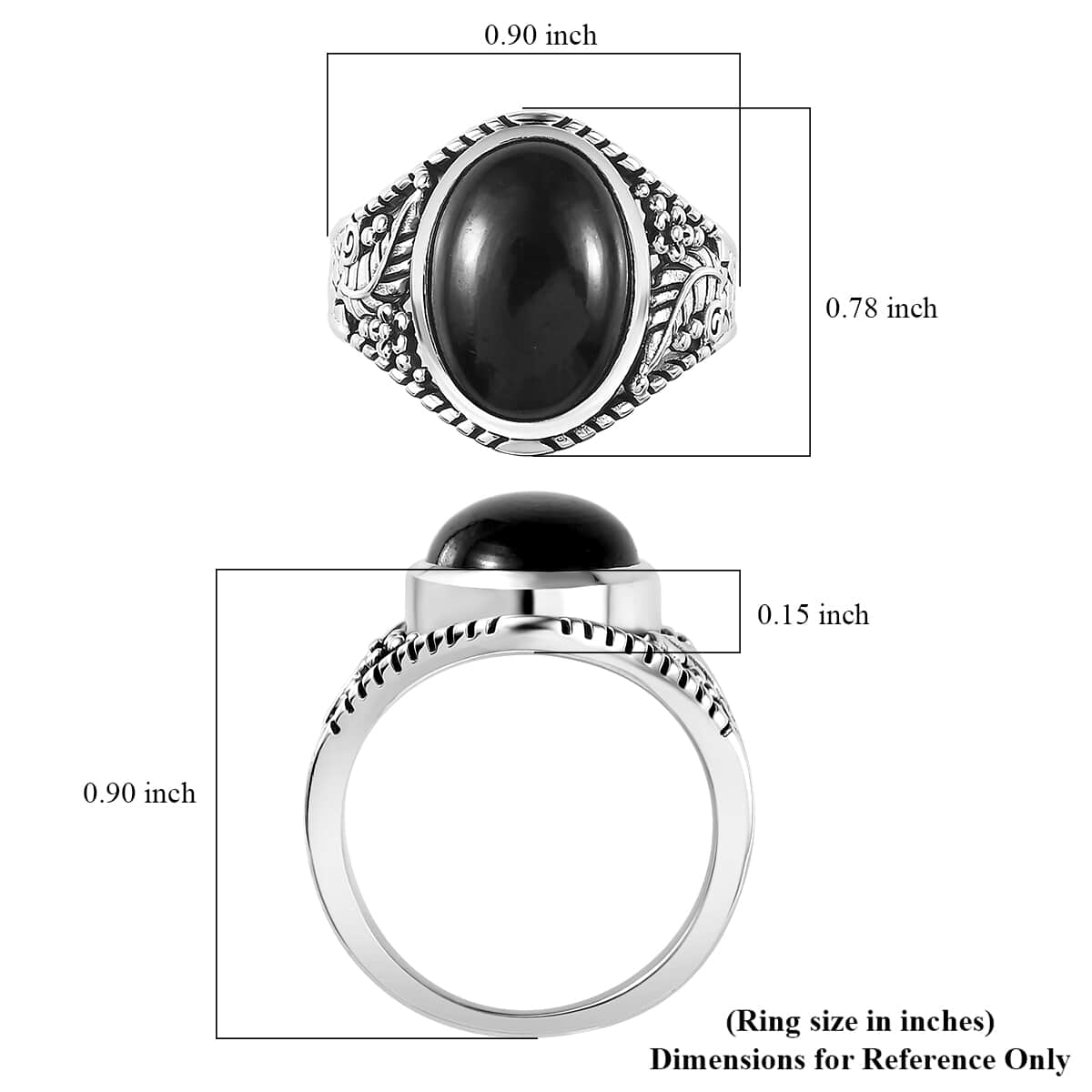 Artisan Crafted Elite Shungite South West Style Ring in Sterling Silver (Size 10.0) 4.40 ctw image number 5