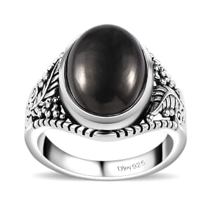 Artisan Crafted Elite Shungite 3.35 ctw South West Style Ring in Black Oxidized Sterling Silver (Size 7.0)
