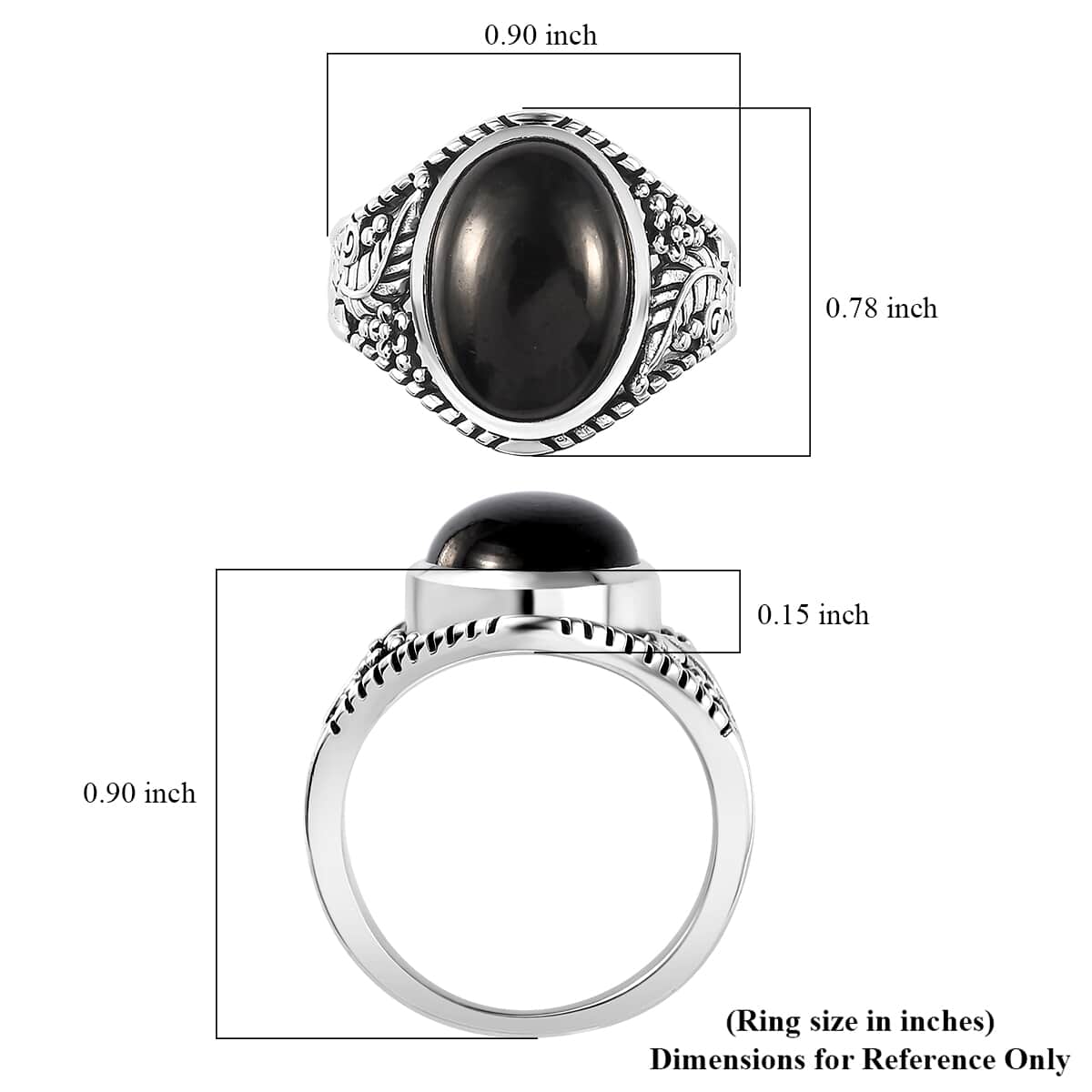 Artisan Crafted Elite Shungite South West Style Ring in Sterling Silver (Size 9.0) 4.40 ctw image number 5