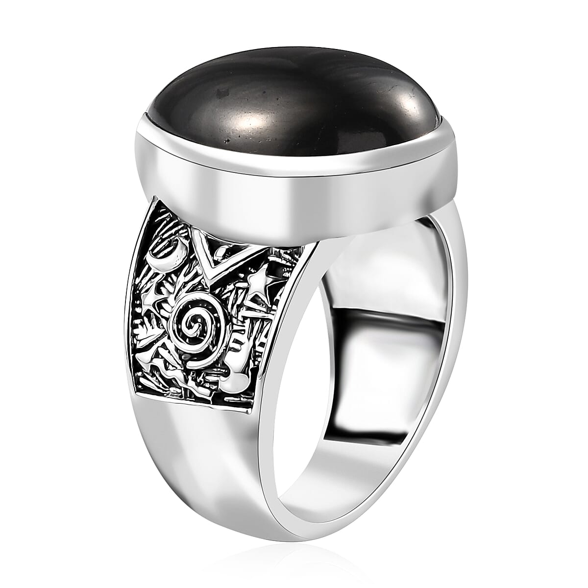 Artisan Crafted Elite Shungite South West Style Celestial Ring in Sterling Silver (Size 10.0) 7.25 ctw
