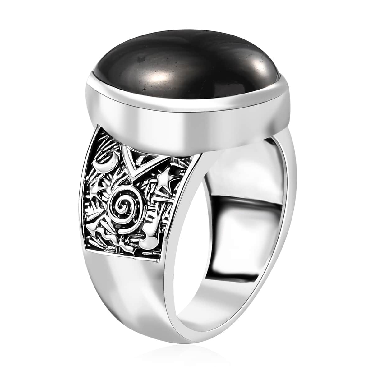 Artisan Crafted Elite Shungite South West Style Celestial Ring in Sterling Silver (Size 10.0) 7.25 ctw image number 3