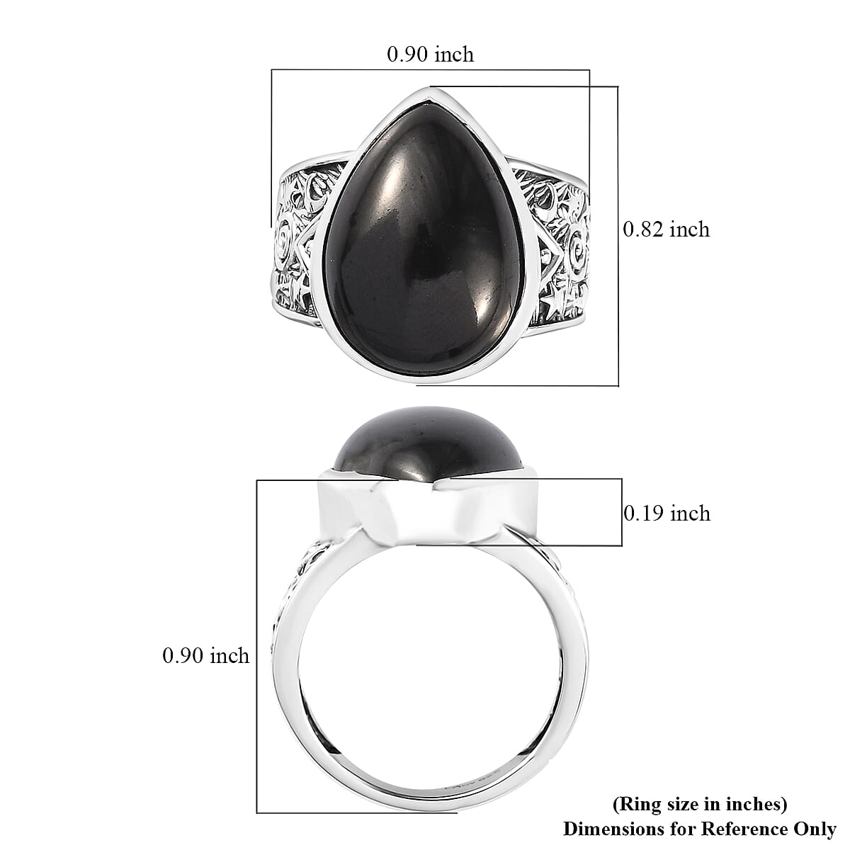 Artisan Crafted Elite Shungite South West Style Celestial Ring in Sterling Silver (Size 10.0) 7.25 ctw
