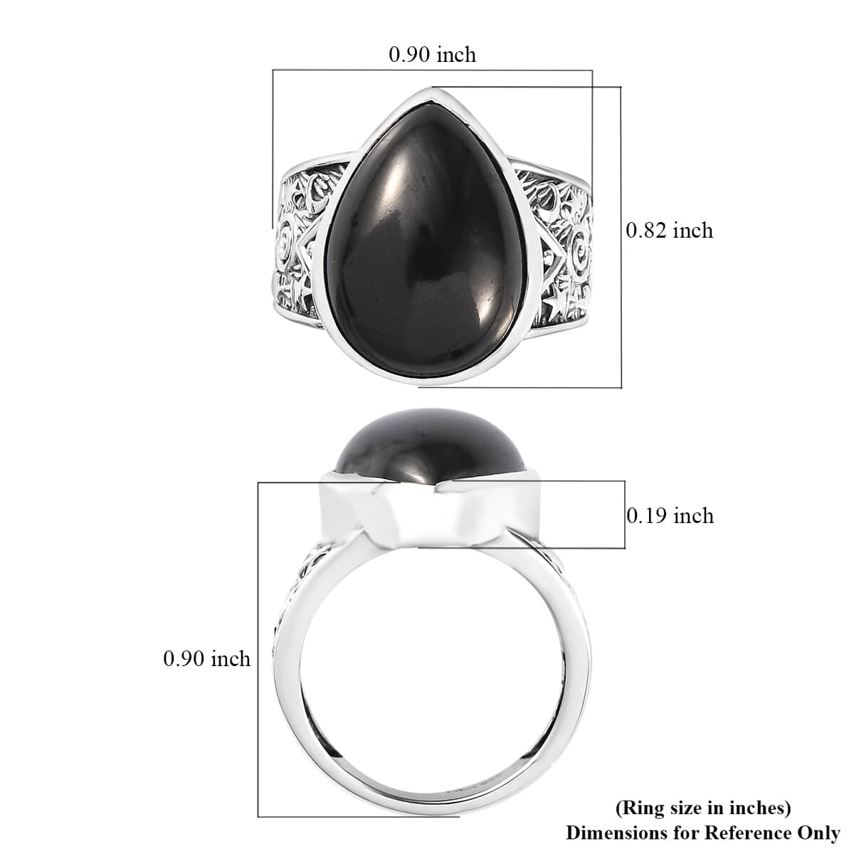 Artisan Crafted Elite Shungite South West Style Celestial Ring in Sterling Silver (Size 10.0) 7.25 ctw image number 5