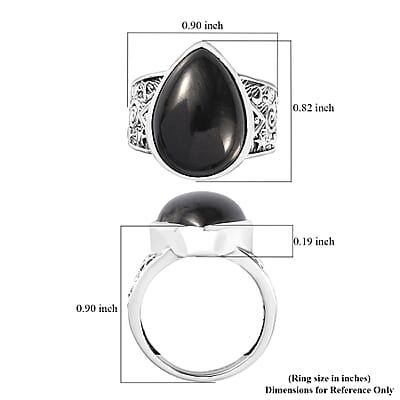 Artisan Crafted Elite Shungite South West Style Celestial Ring in Sterling Silver (Size 10.0) 7.25 ctw