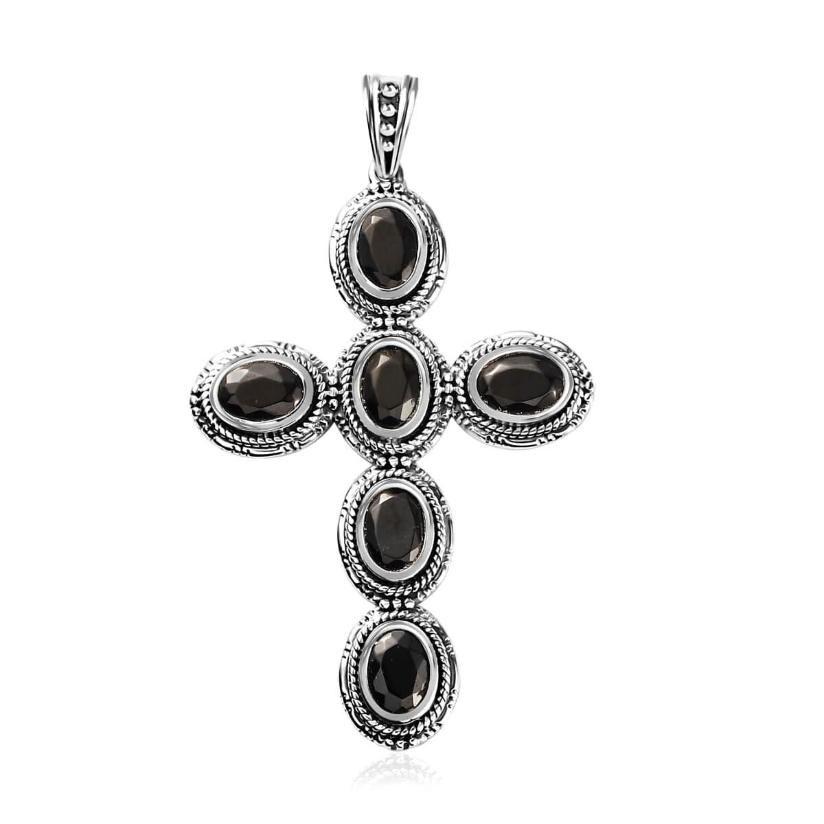 Artisan Crafted Elite Shungite South West Style Cross Pendant in Sterling Silver 2.80 ctw image number 0