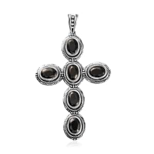 Artisan Crafted Elite Shungite South West Style Cross Pendant in Sterling Silver 2.80 ctw