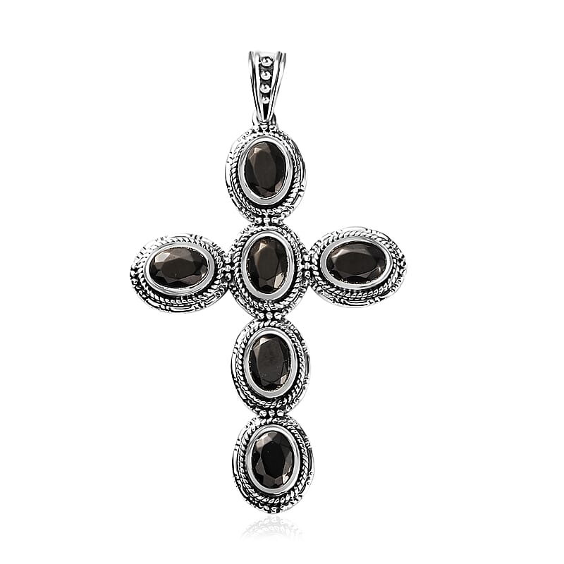 Artisan Crafted Elite Shungite South West Style Cross Pendant without Chain in Sterling Silver 2.80 ctw