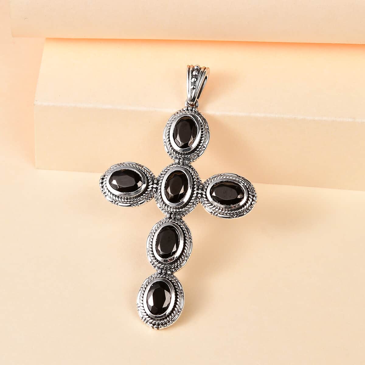 Artisan Crafted Elite Shungite South West Style Cross Pendant in Sterling Silver 2.80 ctw image number 1