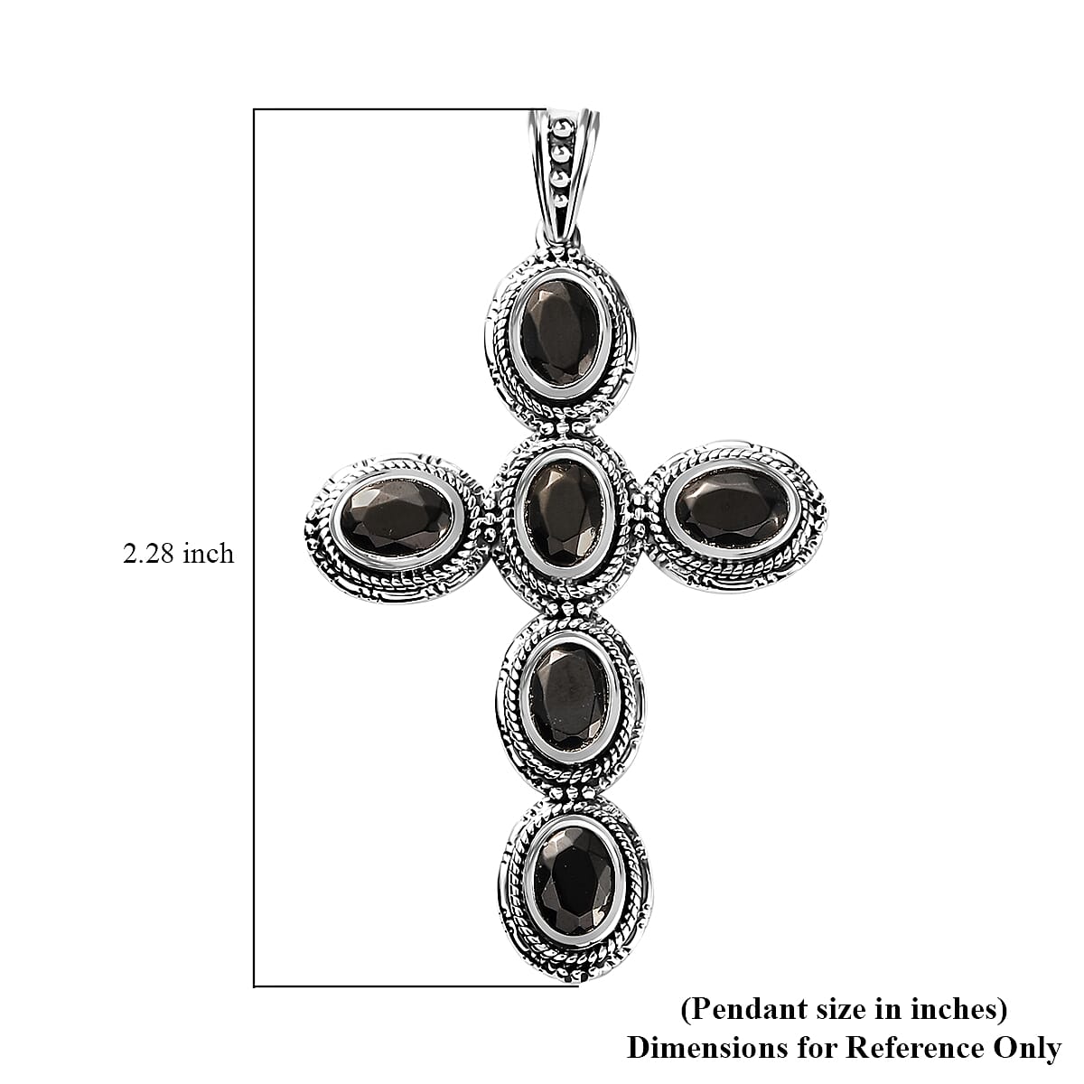Artisan Crafted Elite Shungite South West Style Cross Pendant without Chain in Sterling Silver 2.80 ctw