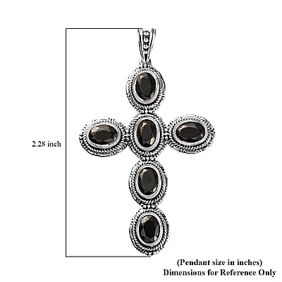 Artisan Crafted Elite Shungite South West Style Cross Pendant without Chain in Sterling Silver 2.80 ctw