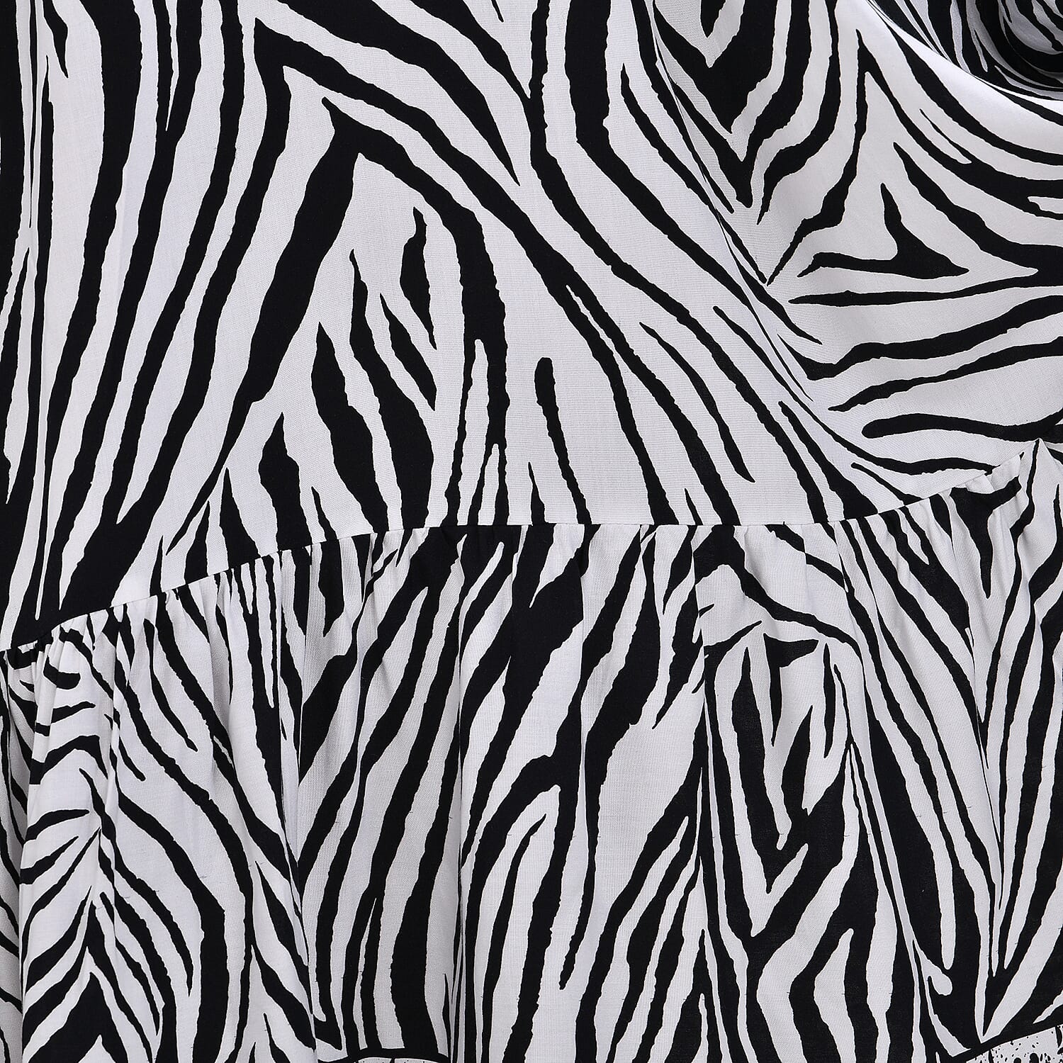 Tamsy Neutral Zebra Mixed Print Elastic Waist Maxi Dress - One Size Fits Most