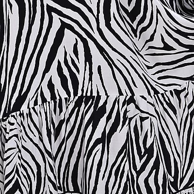Tamsy Neutral Zebra Mixed Print Elastic Waist Maxi Dress - One Size Fits Most