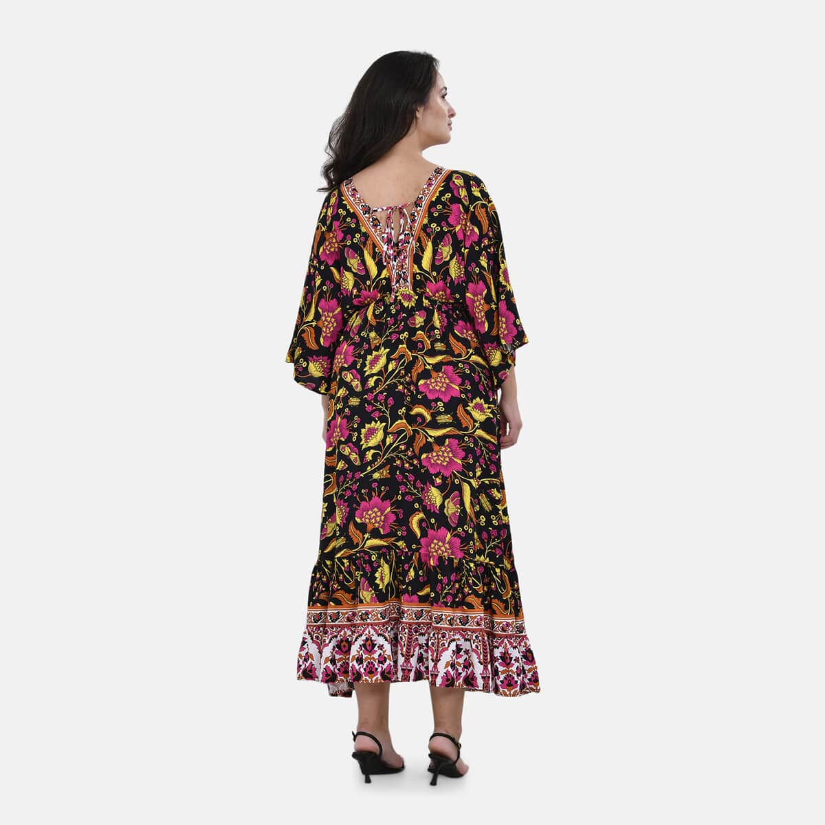 Tamsy Multi Floral Mixed Print Elastic Waist Maxi Dress - One Size Fits Most image number 1