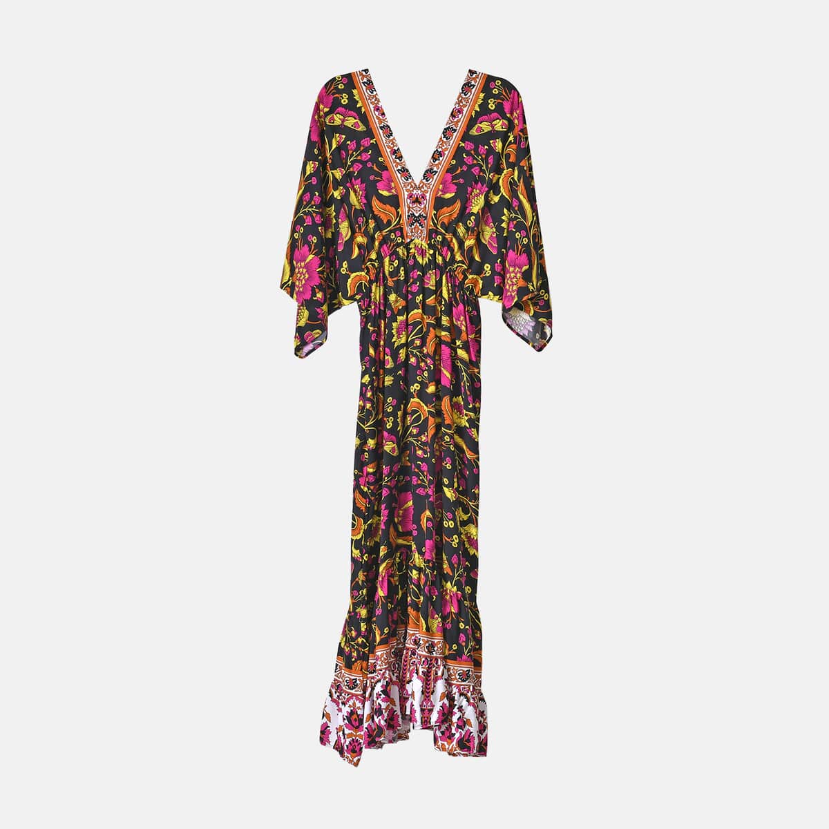 Tamsy Multi Floral Mixed Print Elastic Waist Maxi Dress - One Size Fits Most image number 7