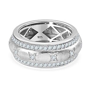 Moissanite 1.33 ctw Band Ring in Rhodium Over Sterling Silver (Size 8)