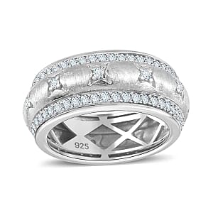 Moissanite 1.33 ctw Band Ring in Rhodium Over Sterling Silver (Size 8)