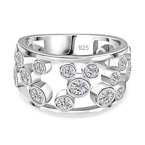 Moissanite 1.10 ctw Band Ring in Platinum Over Sterling Silver (Size 8)