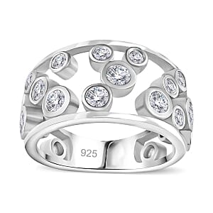 Moissanite 1.10 ctw Band Ring in Platinum Over Sterling Silver (Size 8)