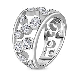 Moissanite 1.10 ctw Band Ring in Platinum Over Sterling Silver (Size 8)