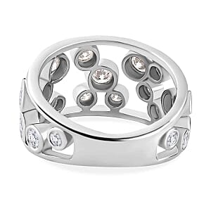 Moissanite 1.10 ctw Band Ring in Platinum Over Sterling Silver (Size 8)